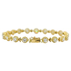 Natural Diamond 4.82 CT Tennis Bracket 14K Yellow Gold Round Brilliant Diamond