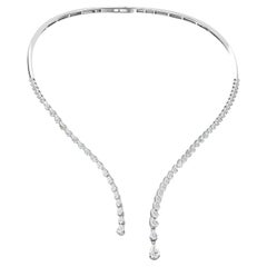 Natural Diamond 4.83 Carat SI/H Collar Engagement Necklace 18 Karat White Gold