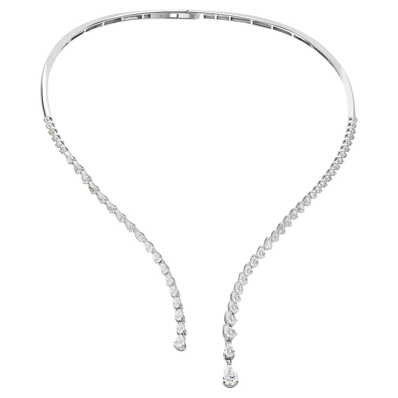 Diamante Natural 4,83 Quilates SI/H Collar Abierto Oro Blanco 14 Quilates