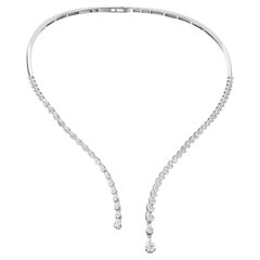 Natural Diamond 4.83 Carat SI/H Collar Open Necklace 14 Karat White Gold