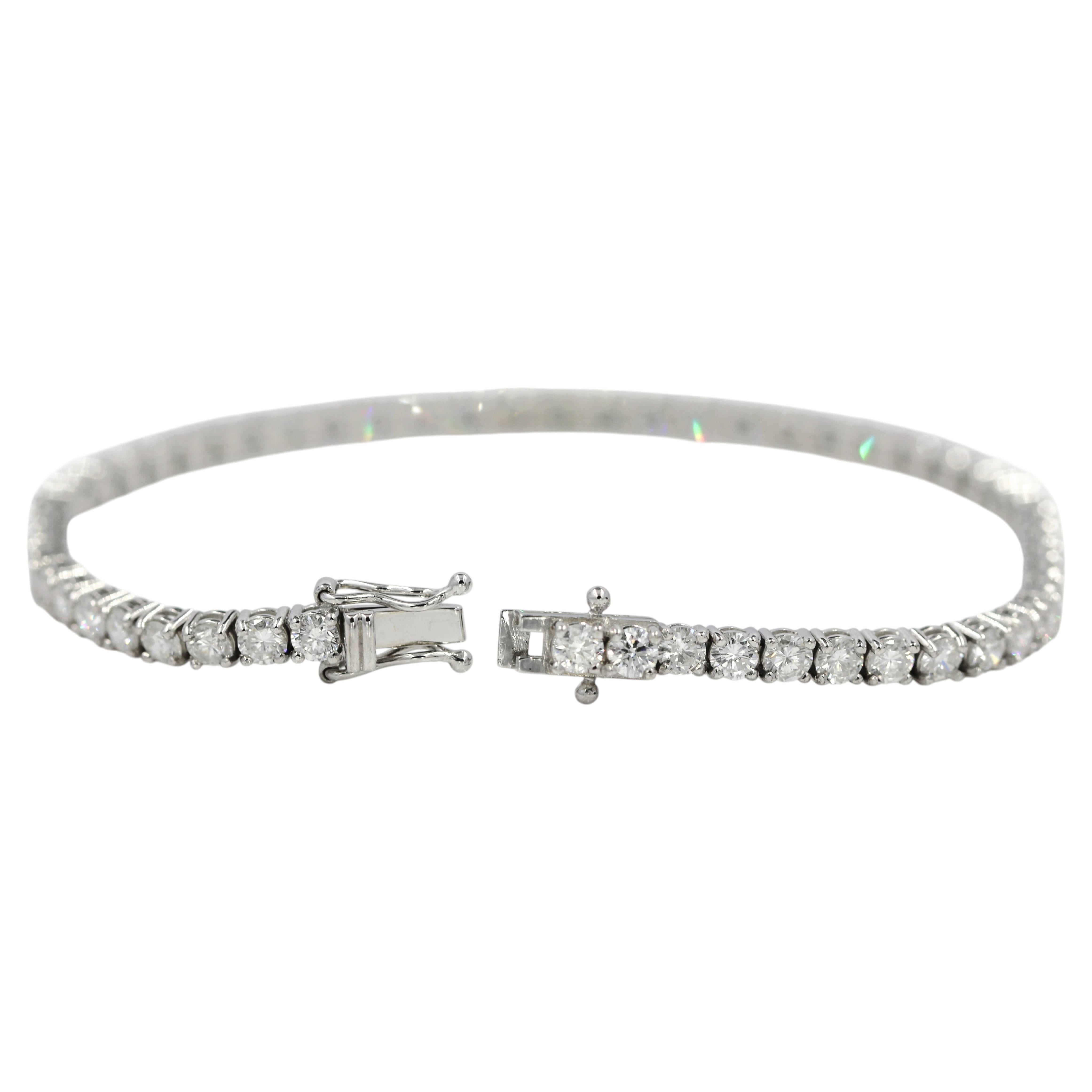 Natural Diamond 4.85 Carat Round Cut 14 Karat White Gold Tennis Bracelet