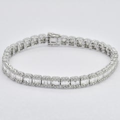 Diamante natural de 5,01 quilates Pulsera de eslabones de oro blanco de 18 quilates engarzados en canal