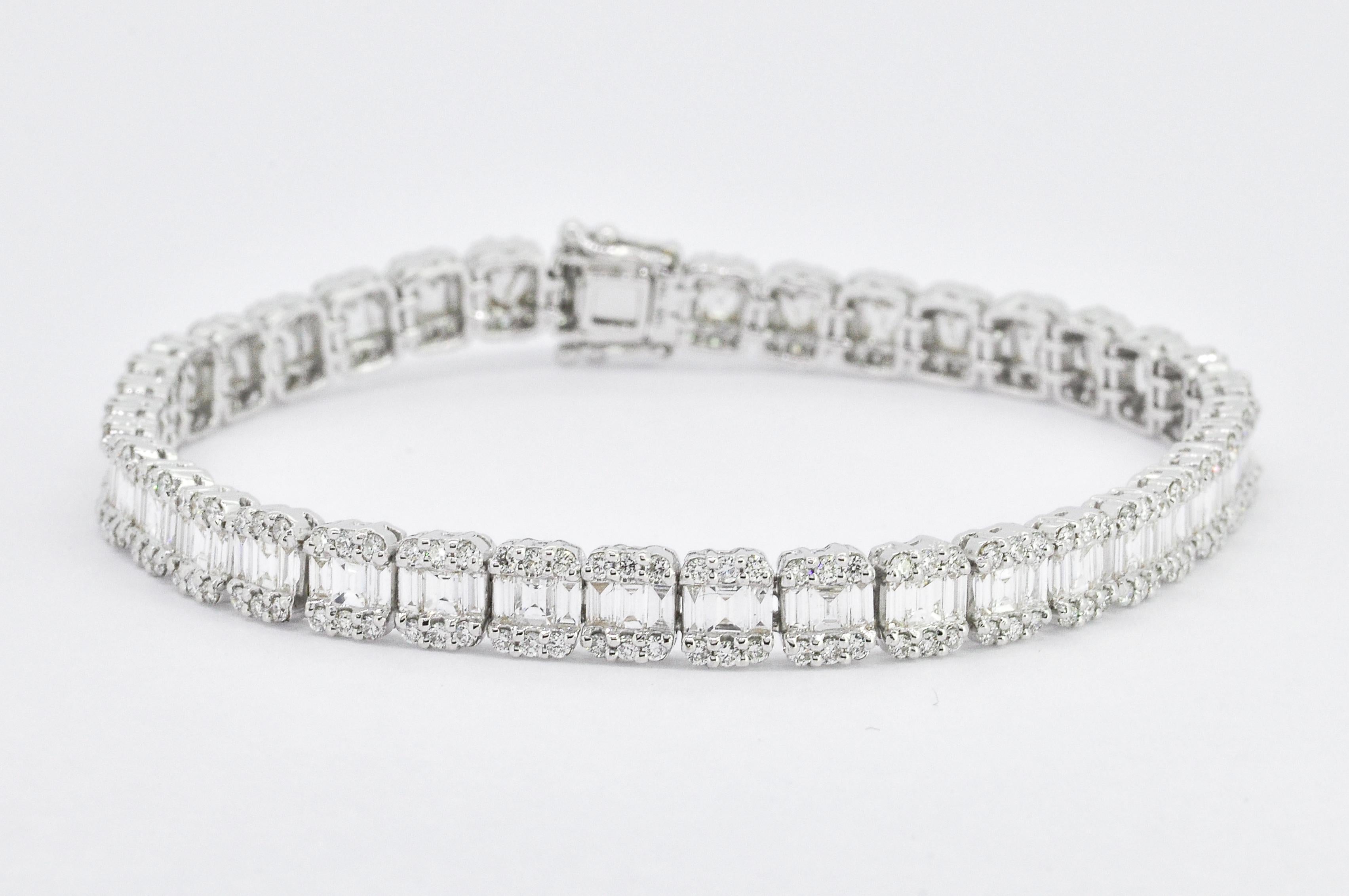 da uomo o donna Diamante naturale da 5,01 carati in oro bianco 18KT Bracciale a maglie incastonate in vendita