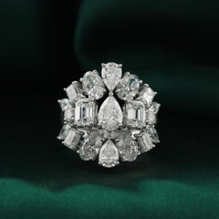 5,15 Karat natürlicher Diamant-Cocktailring aus 18 Karat Weißgold Jubiläumsring