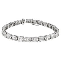 Diamante naturale da 5,88 carati in oro bianco 18 KT Bracciale Tennis a grappolo