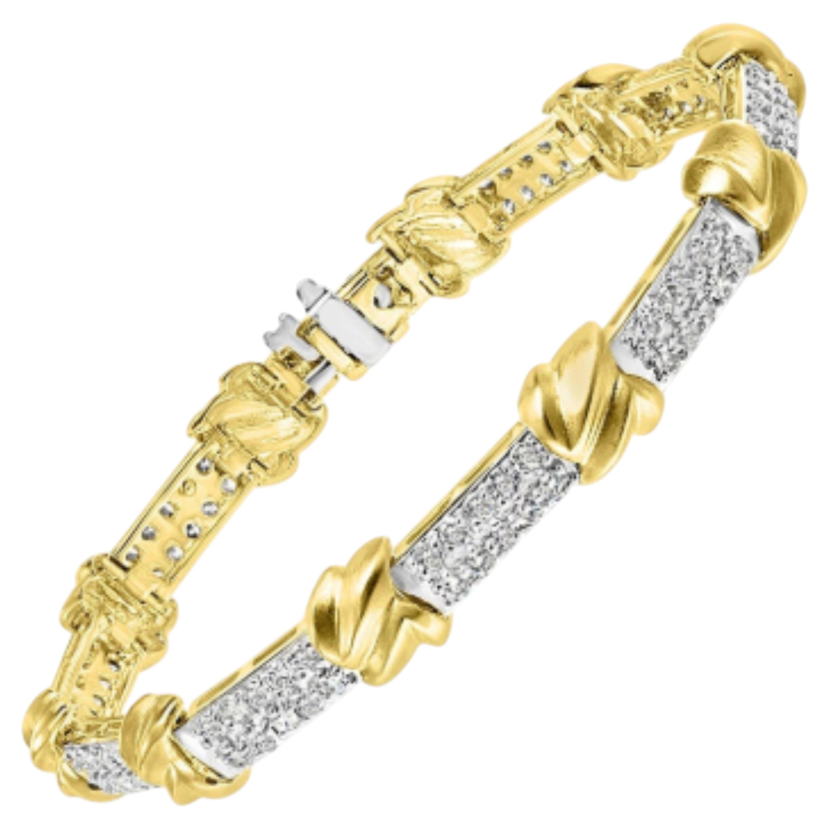 Natural Diamond 5ct Round Cut Bracelet in 14K Yellow Gold, India