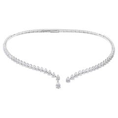 Collar abierto tipo gargantilla con diamantes en forma de pera de 6,48 quilates en oro blanco de 14 quilates para regalo