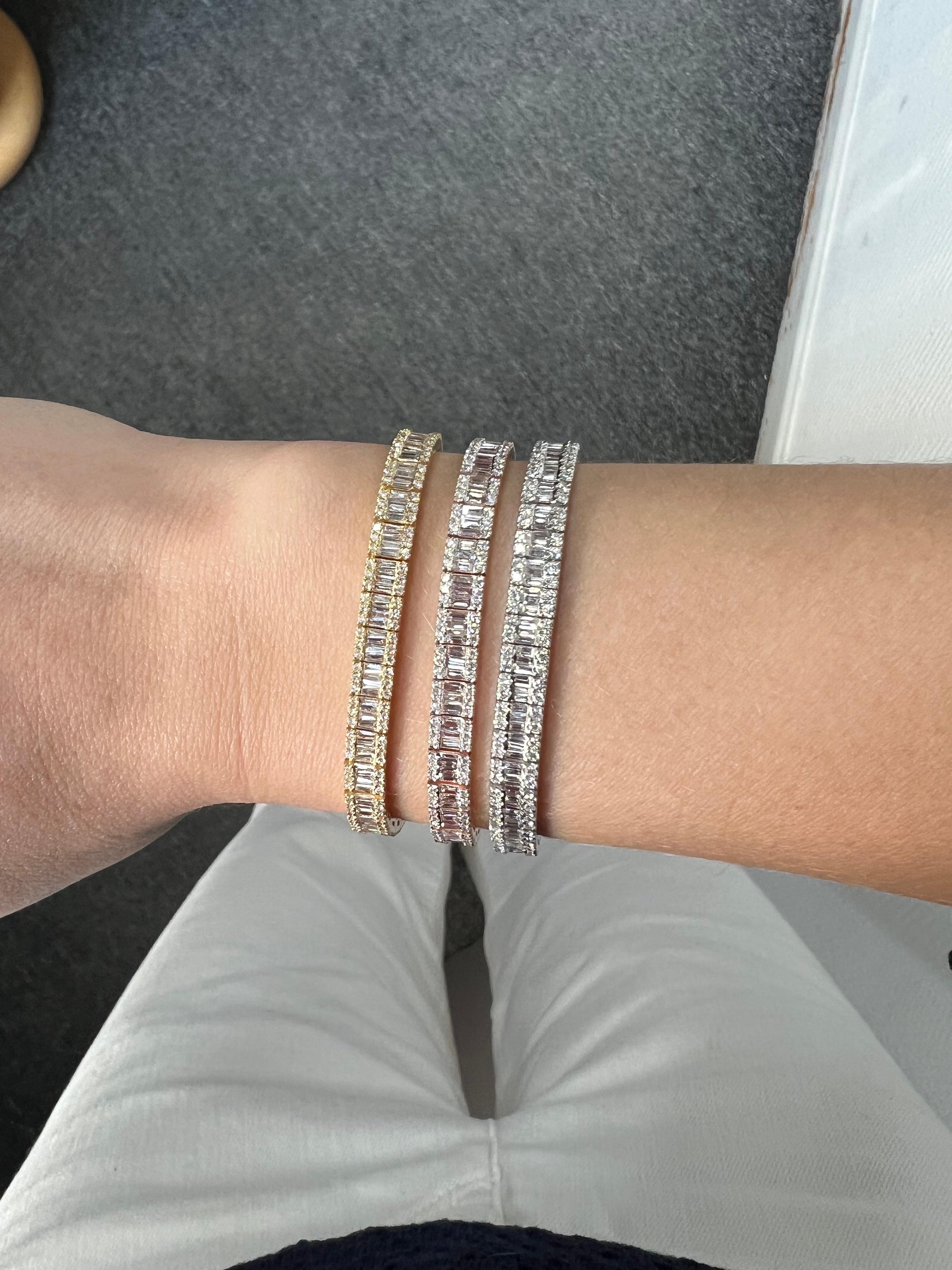 Natural diamond 7.00 carats 18KT Yellow Gold Link Bracelet For Sale 3