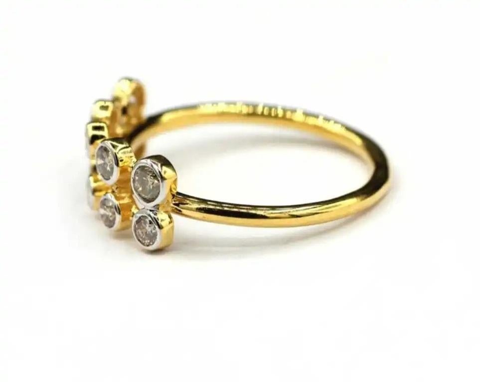 Anello con diamante naturale e incastonatura Bazil in oro 14k In condizioni Nuovo in vendita a Chicago, IL