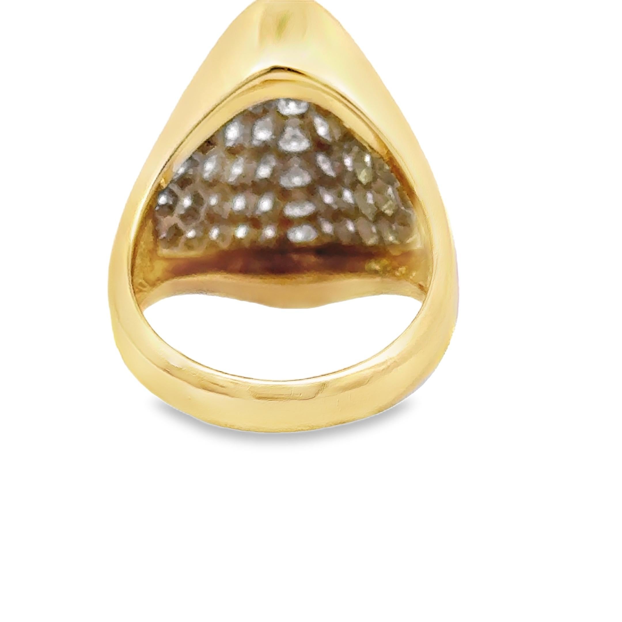 Round Cut Natural Diamond and 14K Yellow Gold Cocktail Ring For Sale