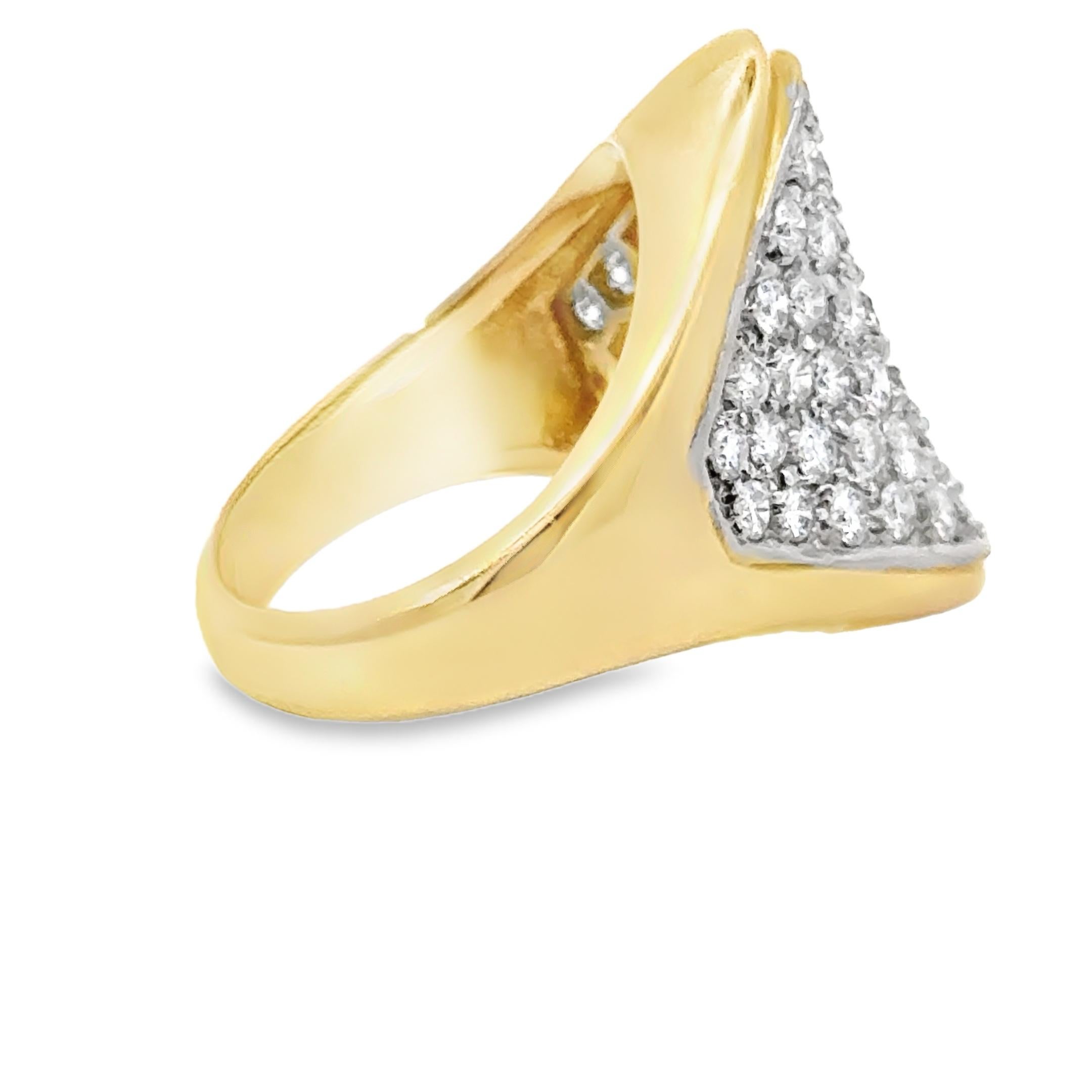 Natural Diamond and 14K Yellow Gold Cocktail Ring In Good Condition For Sale In Derby, NY