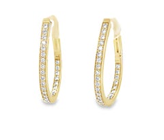 Artisan 18k Yellow Gold Diamond Hoop Earrings, .53 Carats, By Sarosi