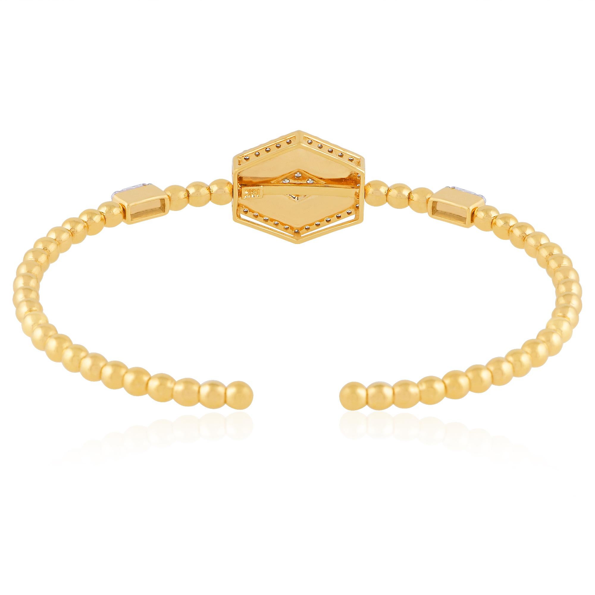 Pulsera de diamantes naturales y esmalte de oro amarillo de 14 quilates con cuentas para mujer en Nuevo estado para la venta en Diera, Dubai