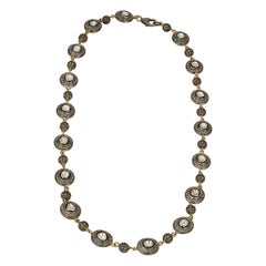 Natural Diamond And Polki Long Necklace 925 Sterling Silver Polki Necklace.