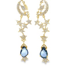 Natural Diamond and Sapphires Beautiful star and moon earrings