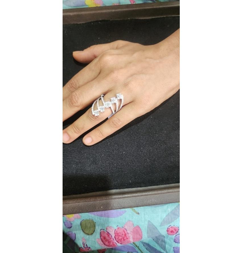 De las mujeres Anillo Baguette de diamante natural en oro de 14k en venta