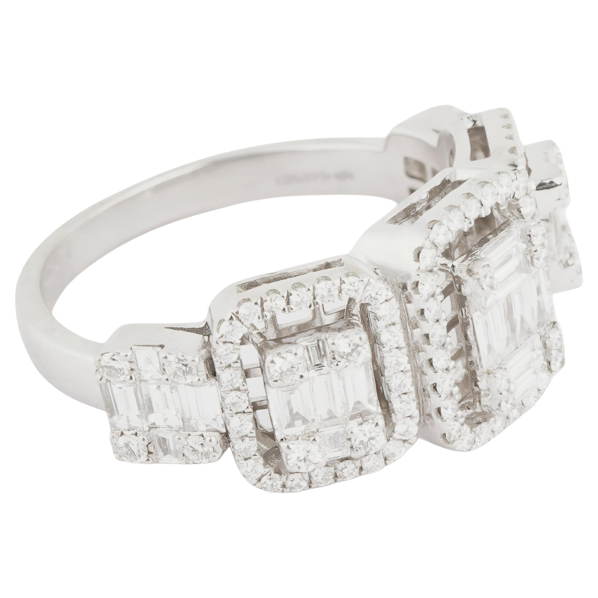 Natural diamond Baguette ring in 14k gold