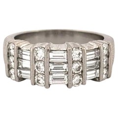 Natural Diamond Baguette Round Channel Platinum GEMLOK VS, F 1.60CTW Band Ring