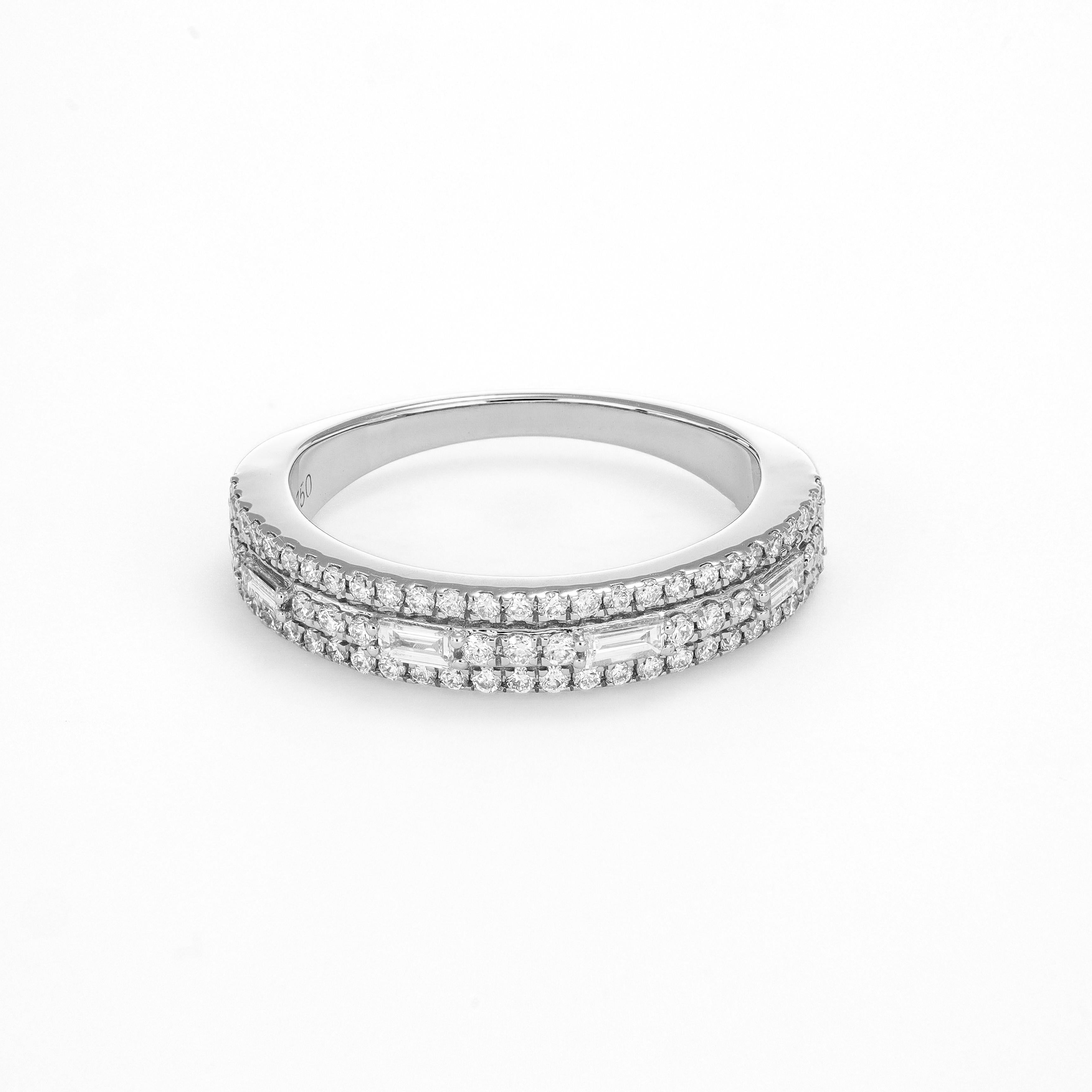 Natural Diamond Band 0.51 Carat 18 Karat White Gold Engagement Band Ring For Sale 4