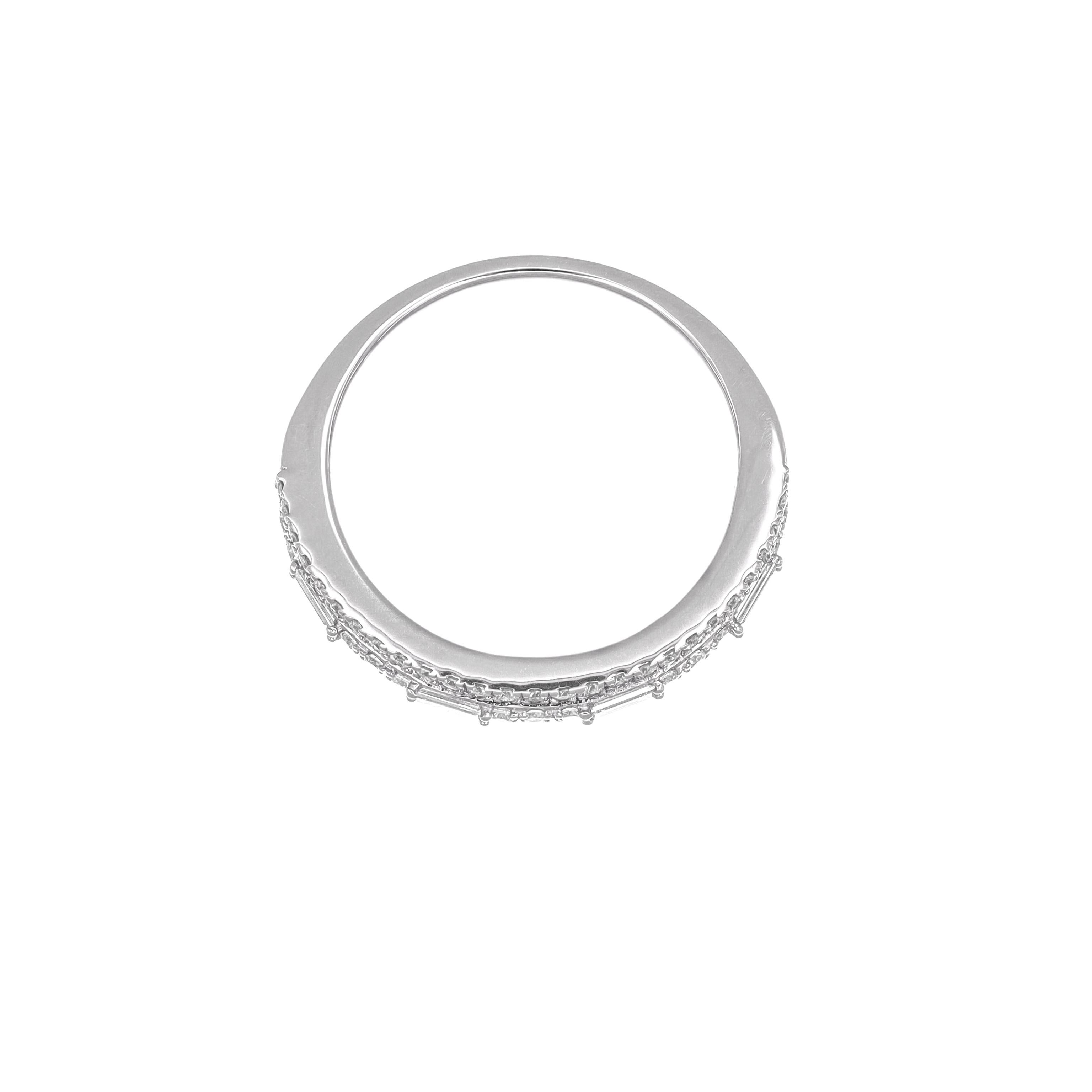 Natural Diamond Band 0.51 Carat 18 Karat White Gold Engagement Band Ring For Sale 5