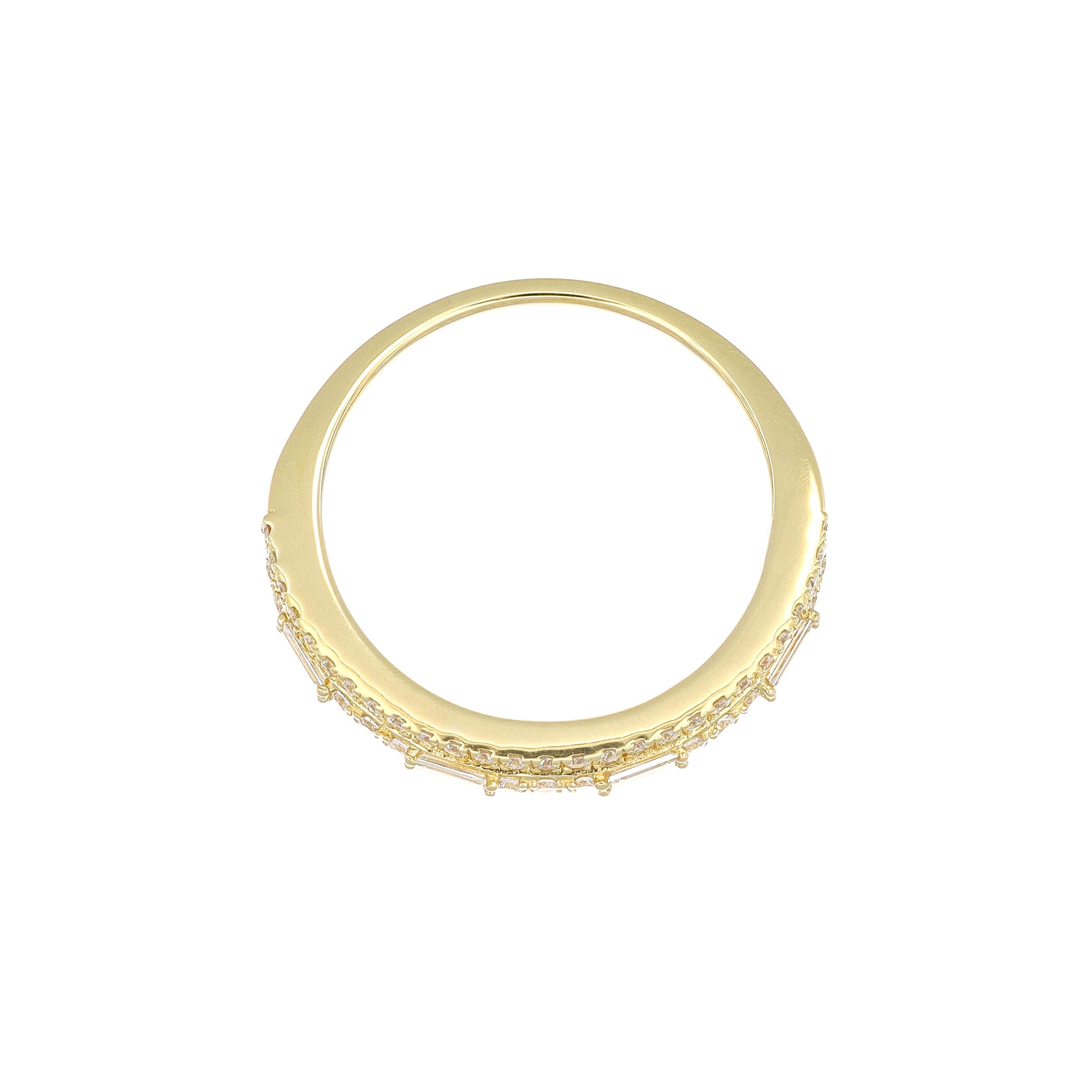 Round Cut Natural Diamond Band 0.51 Carat 18 Karat White Gold Engagement Band Ring For Sale
