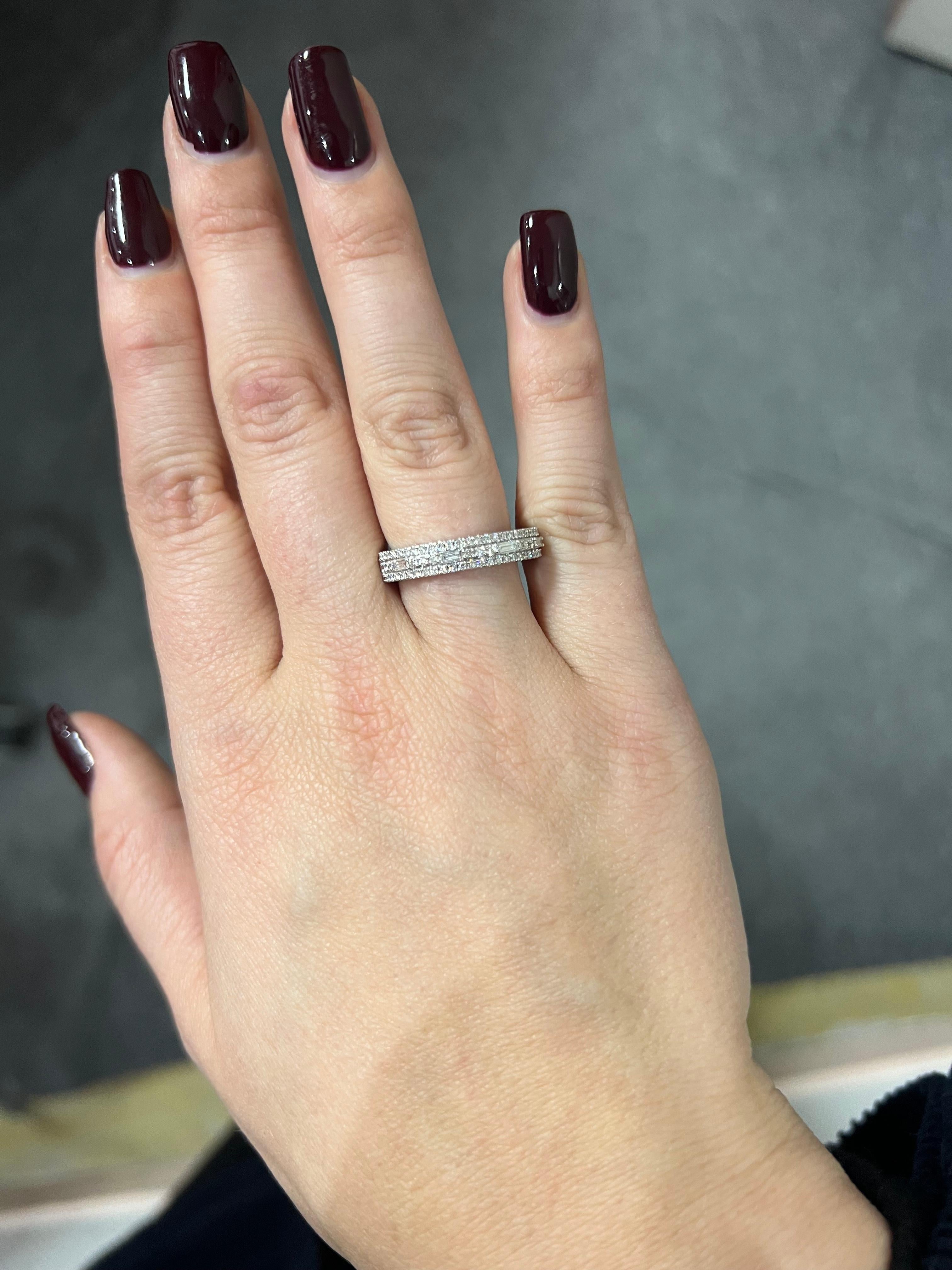Natural Diamond Band 0.51 Carat 18 Karat White Gold Engagement Band Ring For Sale 2