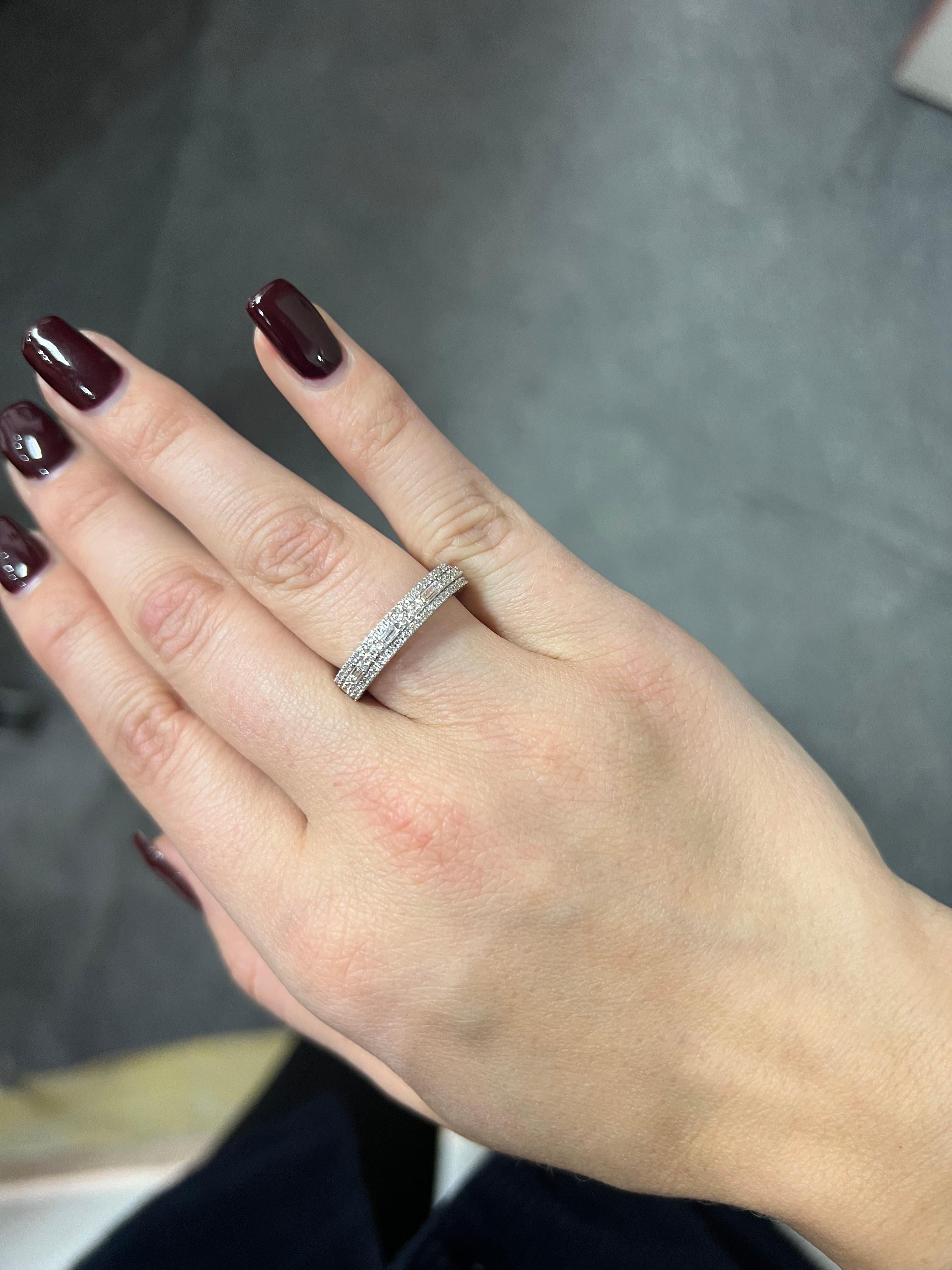 Natural Diamond Band 0.51 Carat 18 Karat White Gold Engagement Band Ring For Sale 3