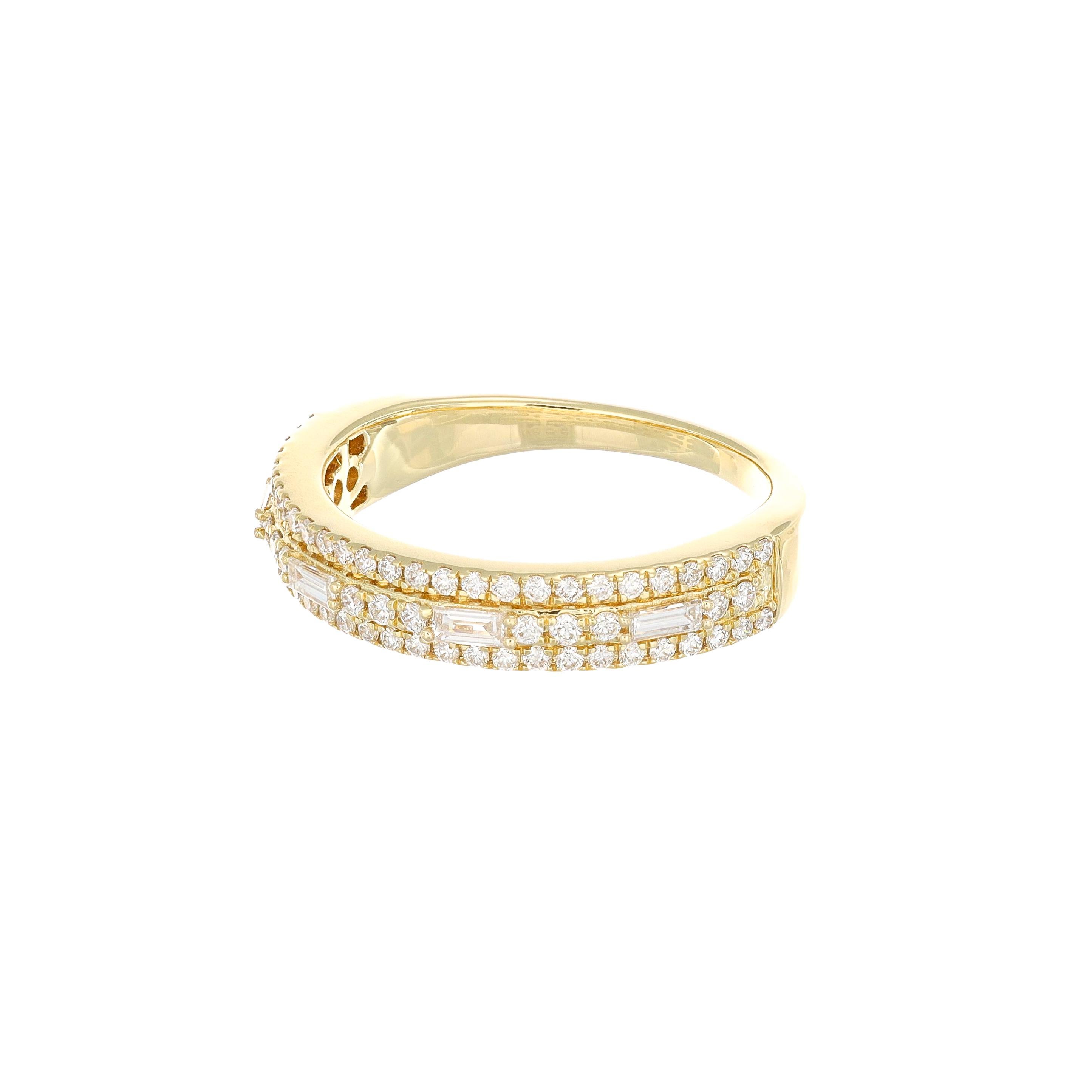 Crafted with meticulous attention to detail and unparalleled craftsmanship, this 18 KT Yellow Gold band is adorned with a total of 0.51 carats of dazzling diamonds, making it the perfect choice for your upcoming anniversary or wedding