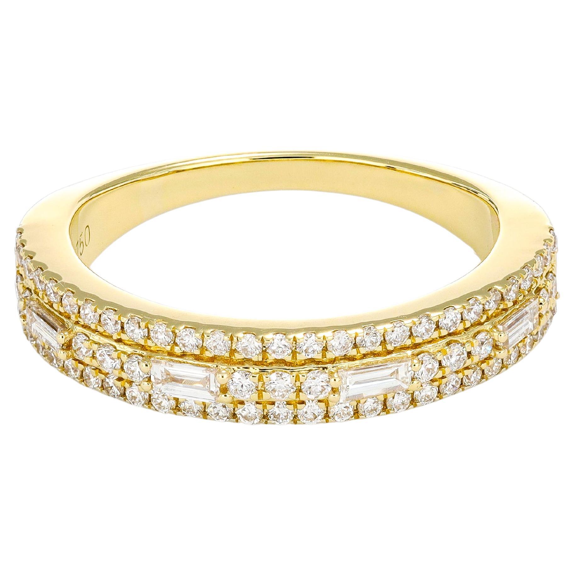 Natural Diamond Band 0.51 Carat 18 Karat Yellow Gold Engagement Band Ring For Sale