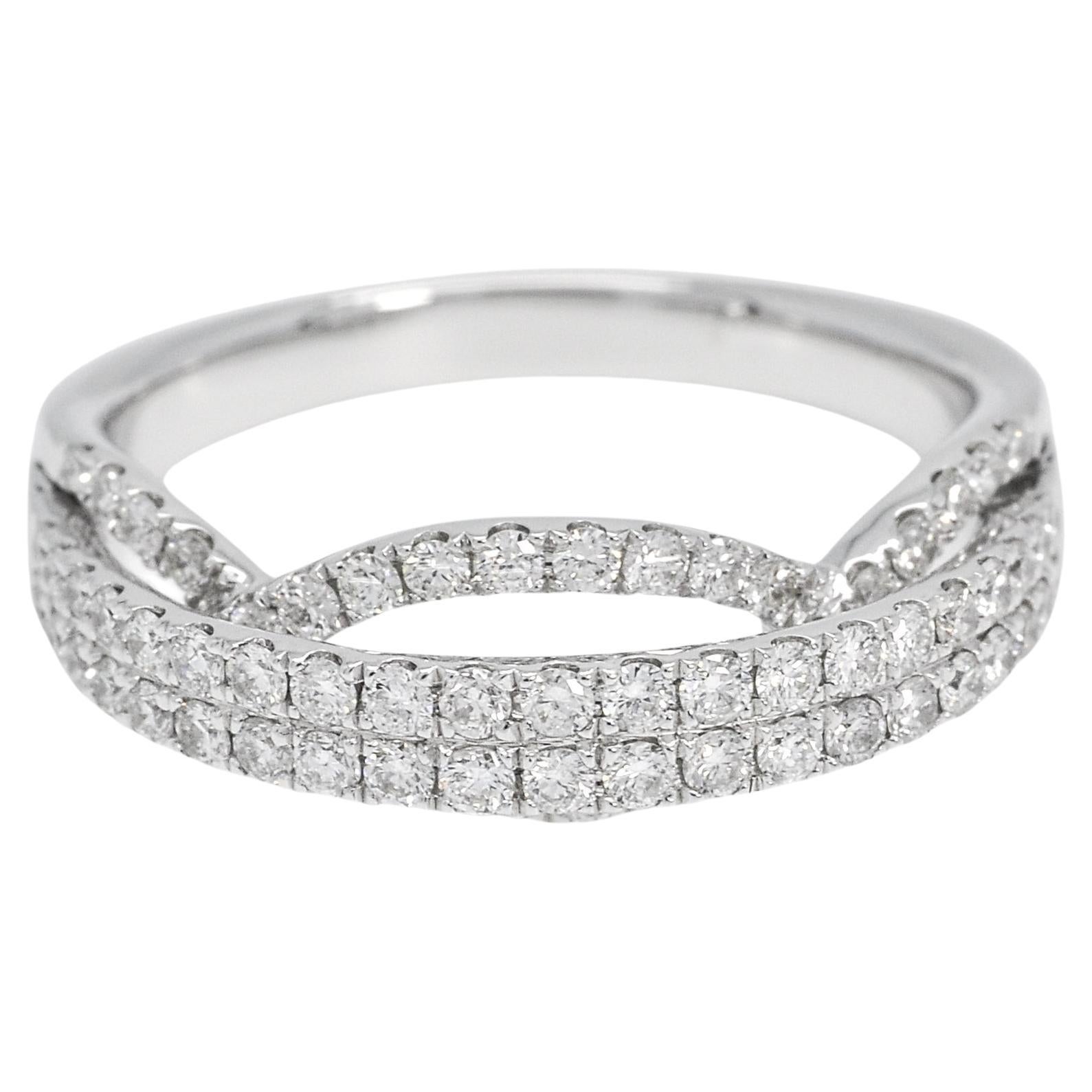 Natural Diamond Band 0.70 cts 18 Karat White Gold Multi Row Diamond Band