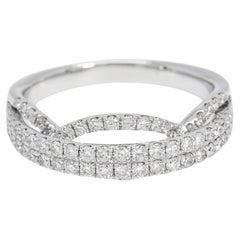 Sortija de diamantes naturales 0,70 cts Oro blanco de 18 quilates Sortija de diamantes en varias filas