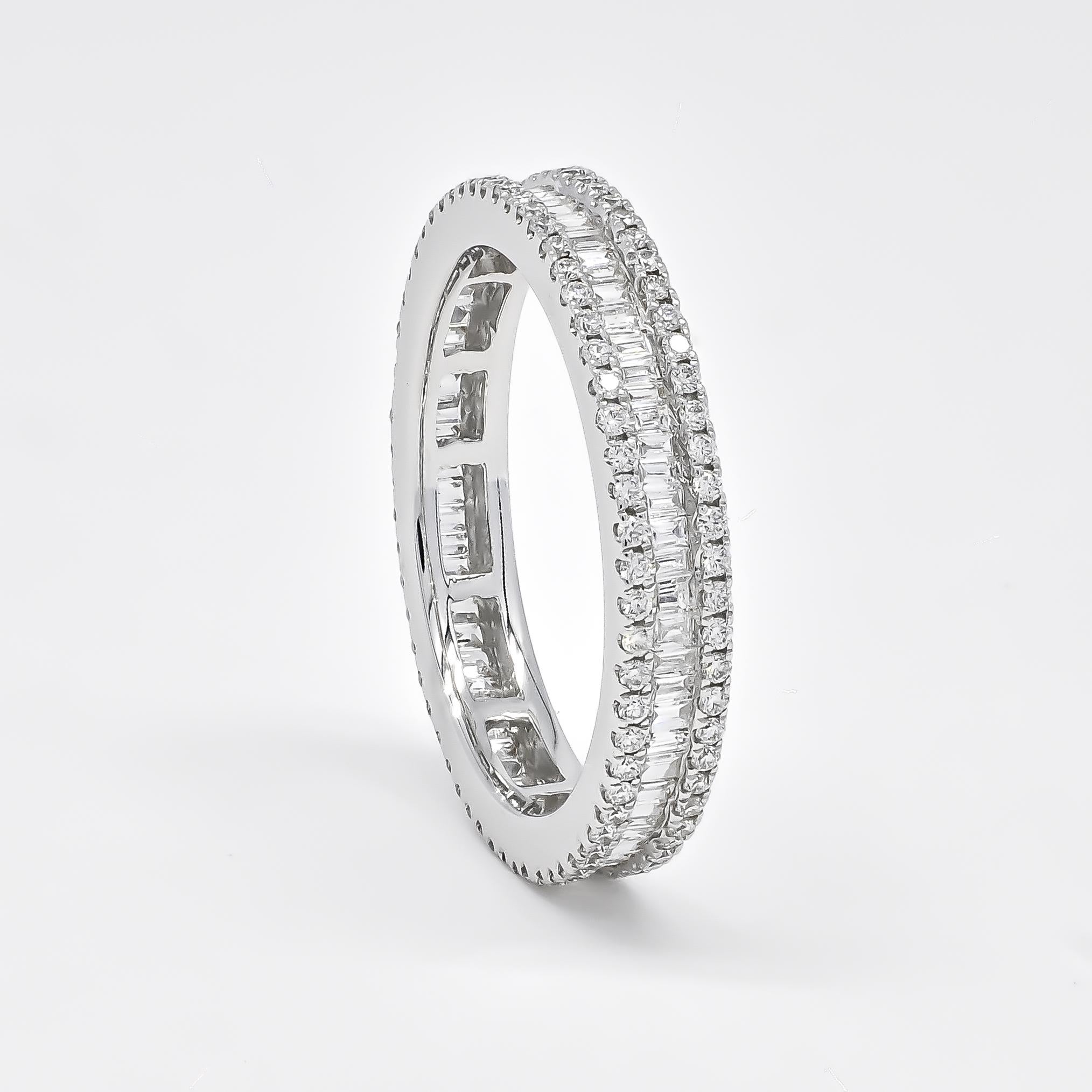 Art Deco Natural Diamond Band 1.00 cts 18 Karat White Gold Full Eternity Band  For Sale