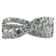 Bague croisée en or blanc 14 carats et diamants naturels 1,63 carat