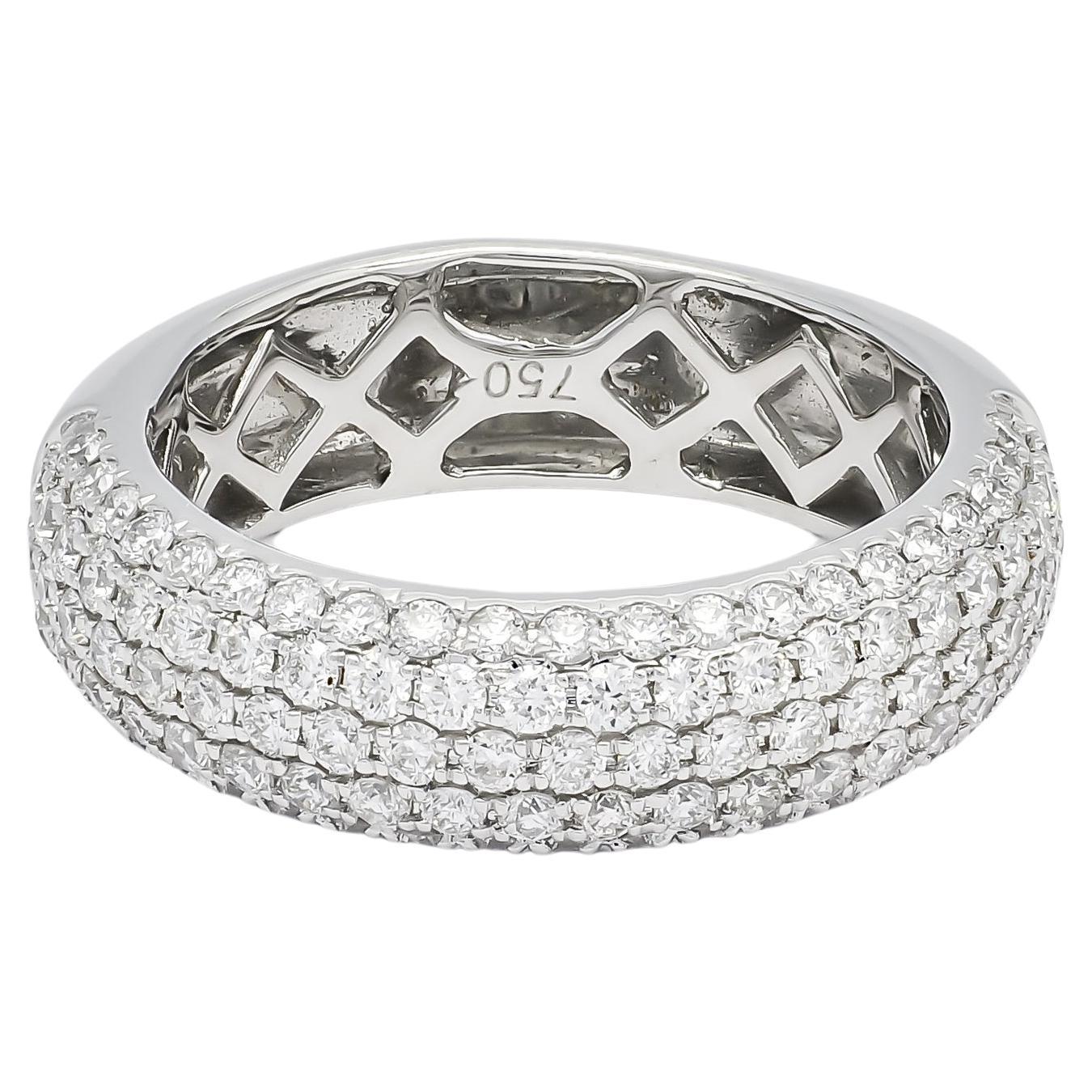 Natural Diamond Band 1.25 cts 18 Karat White Gold Diamond Modern Statement Ring For Sale