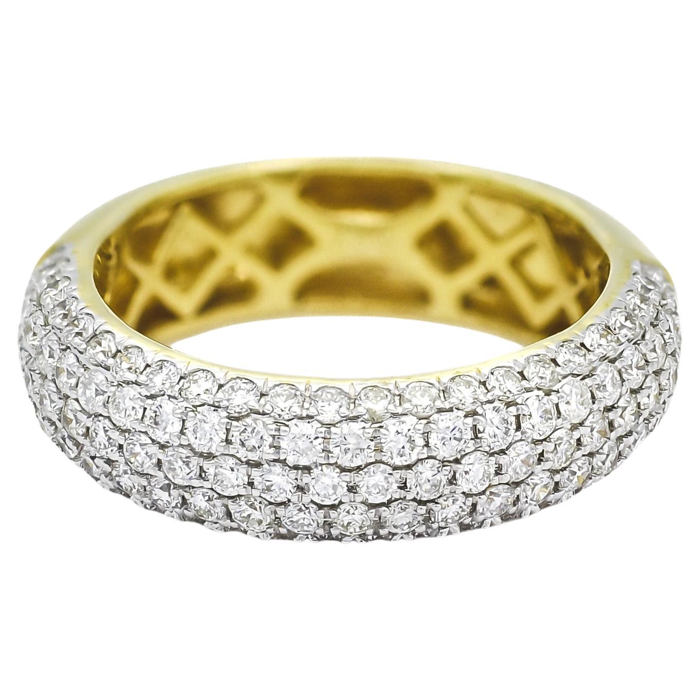 For Sale:  Natural Diamond 1.25CT 18 Karat White Gold Diamond Anniversary Band Ring 9