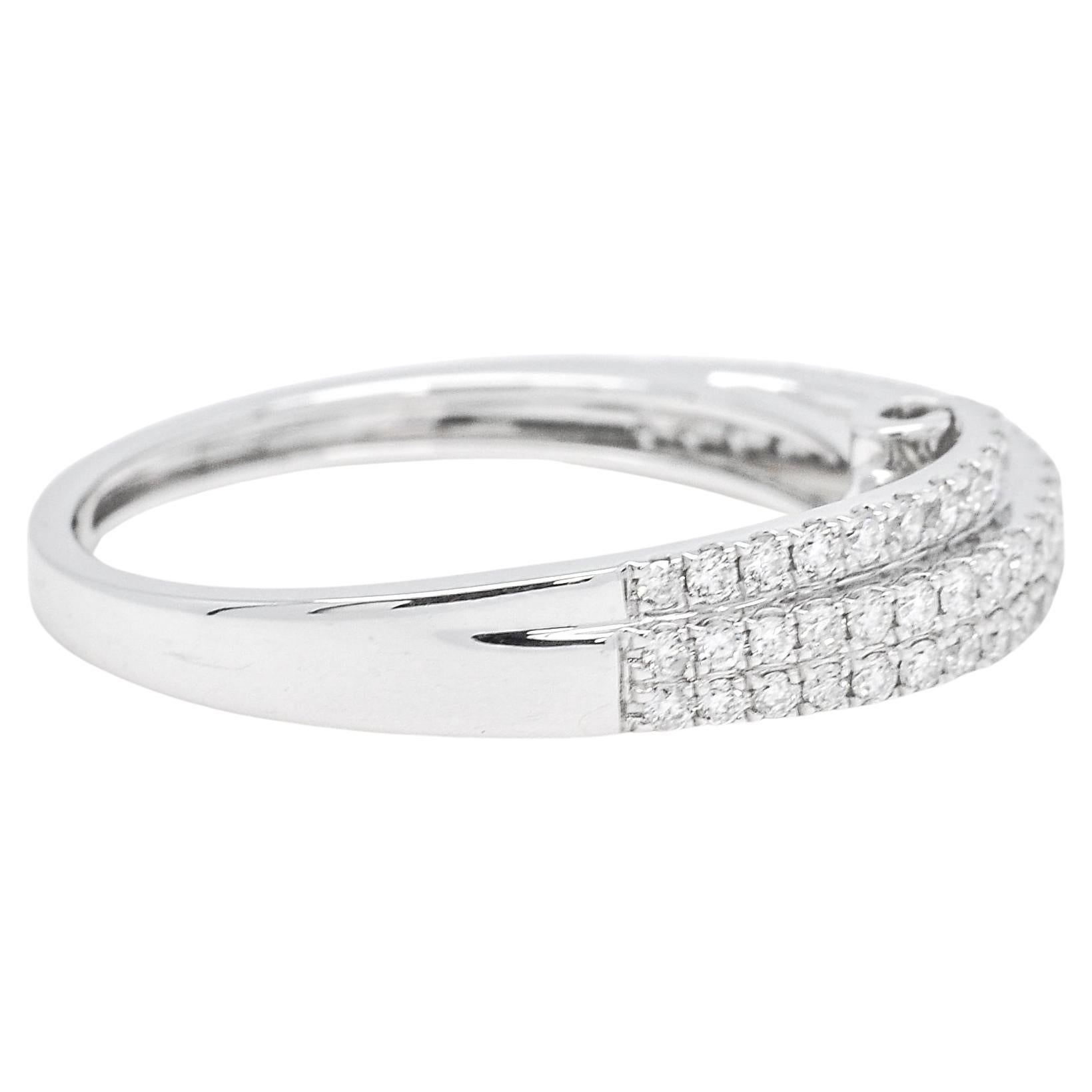 For Sale:  Natural Diamond Band, 18kt White Gold Double Row Half Eternity Band Ring 2