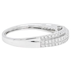 Natural Diamond Band, 18kt White Gold Double Row Half Eternity Band Ring