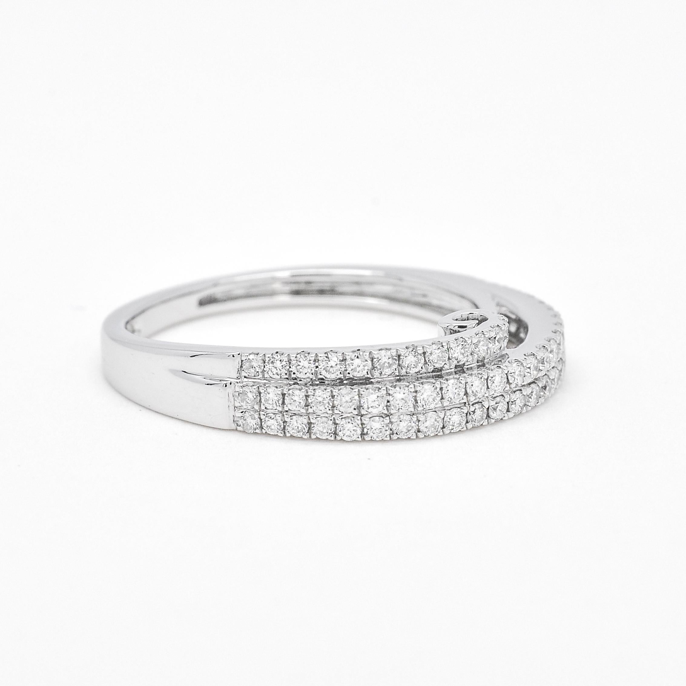 For Sale:  Natural Diamond Band, 18kt White Gold Double Row Half Eternity Band Ring 4