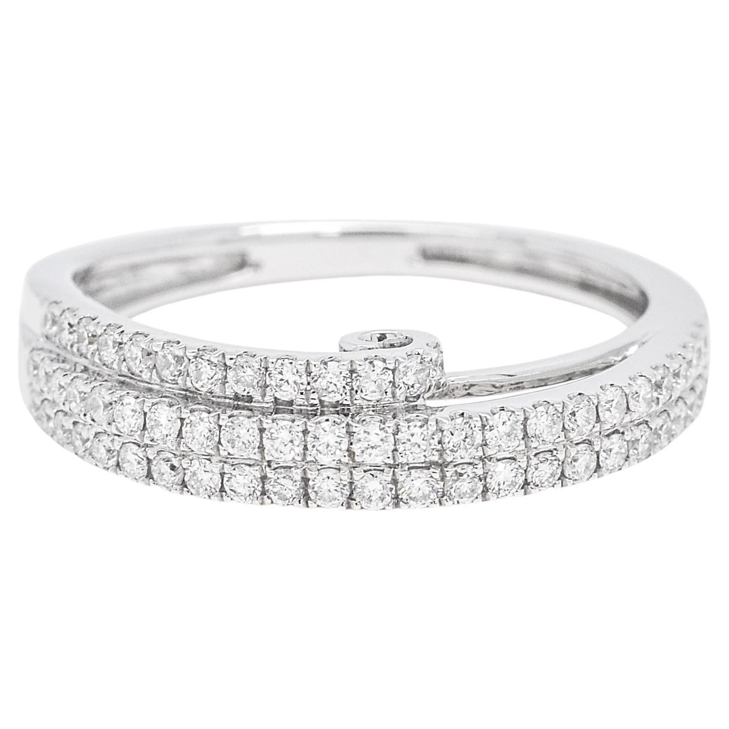 For Sale:  Natural Diamond Band, 18kt White Gold Double Row Half Eternity Band Ring