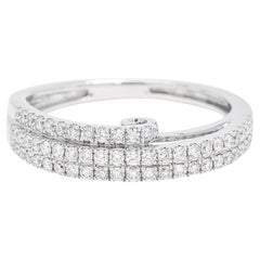Natural Diamond Band, 18kt White Gold Double Row Half Eternity Band Ring