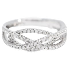 Natural Diamond Band, 18 Karat White Gold Statement Ring, Modern Diamond Band