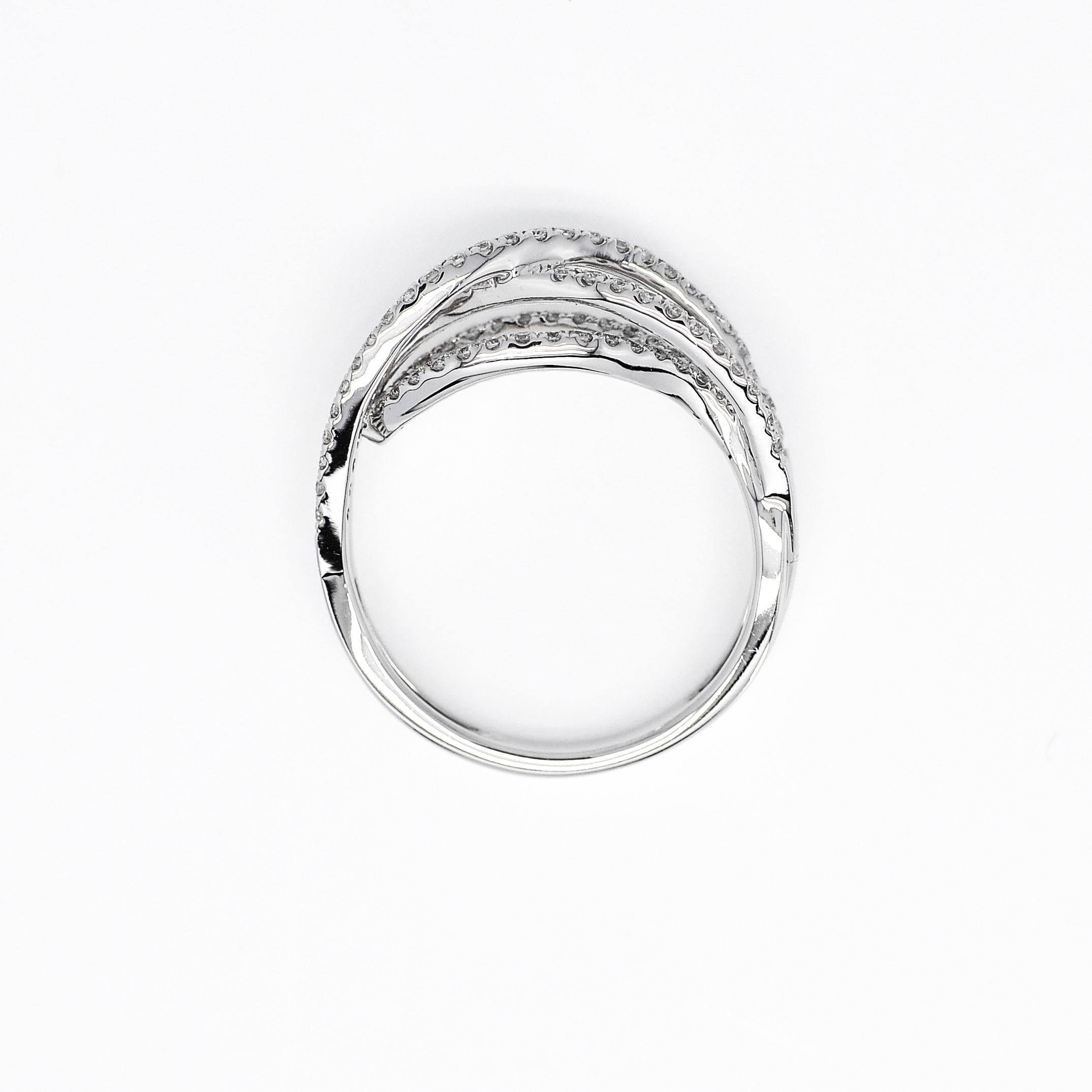 For Sale:  Natural Diamond Band, 18 Karat White Gold Statement Ring, Modern Diamond Band 3