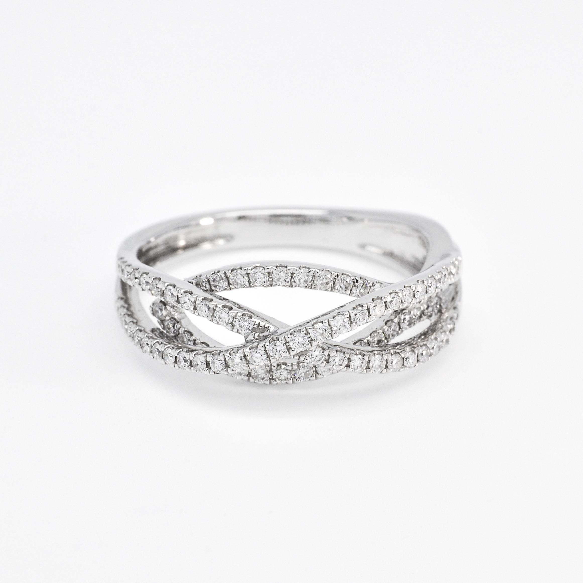 For Sale:  Natural Diamond Band, 18 Karat White Gold Statement Ring, Modern Diamond Band 6