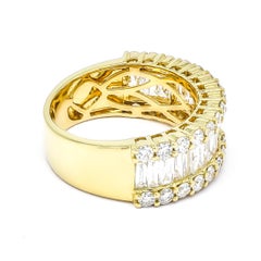 Natural Diamond Band 2.20 Carats 18KT Yellow Gold Half Eternity Band Ring