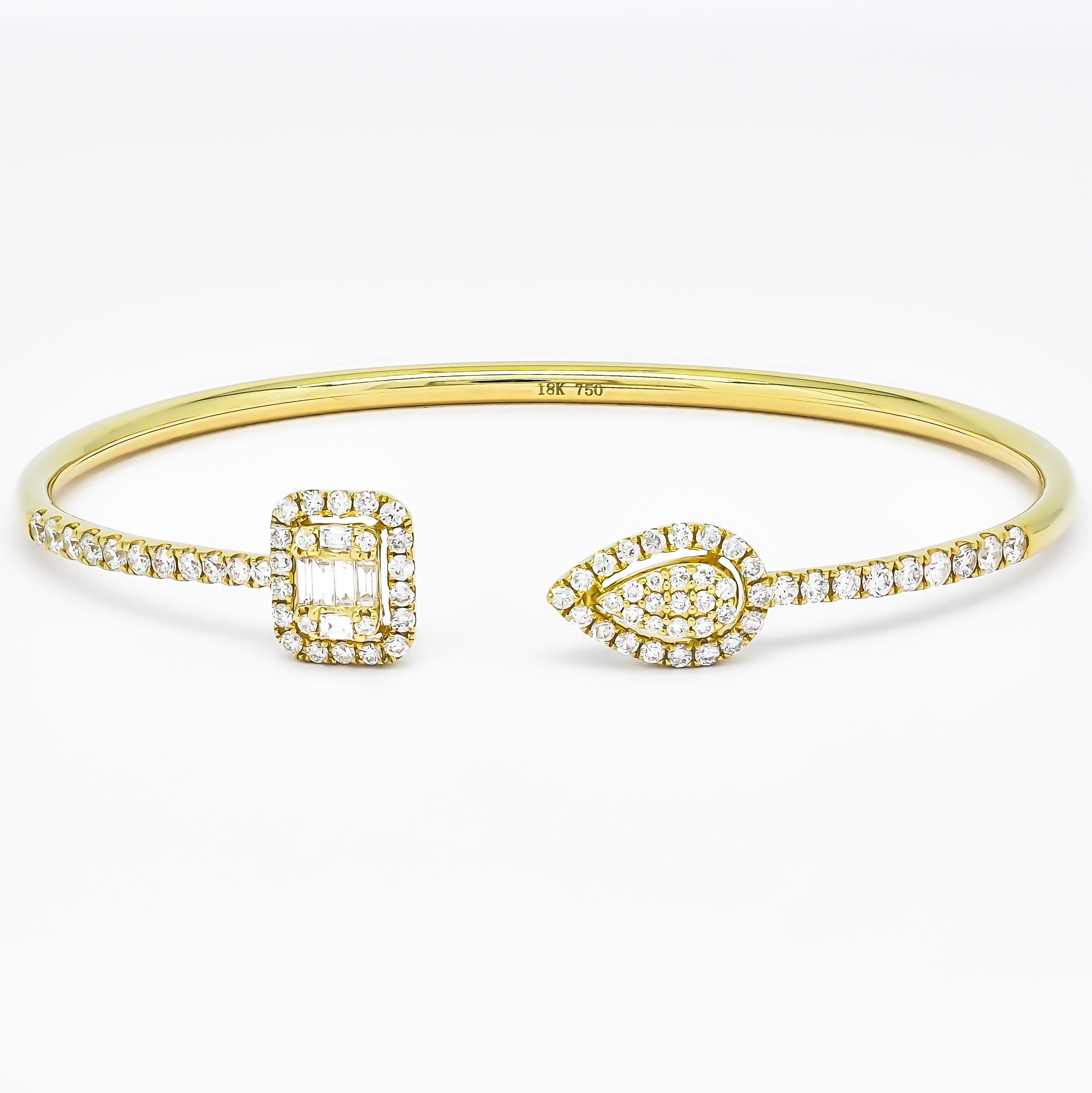 Natural Diamond Bangle 1.15 cts 18 Karat White Gold Women Bangle Bracelet For Sale 1