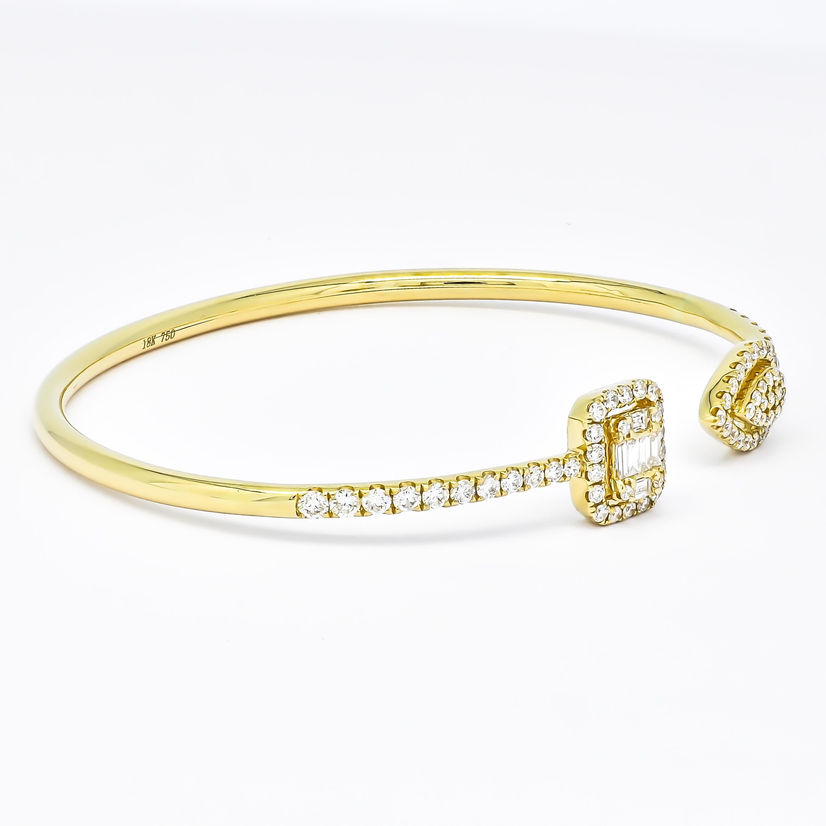Natural Diamond Bangle 1.15 cts 18 Karat White Gold Women Bangle Bracelet For Sale 3