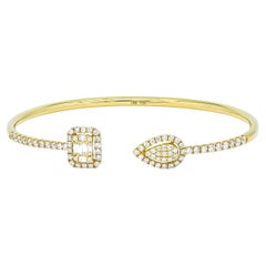 Natural Diamond Bangle 1.15 cts 18 Karat Yellow Gold Women Bangle Bracelet