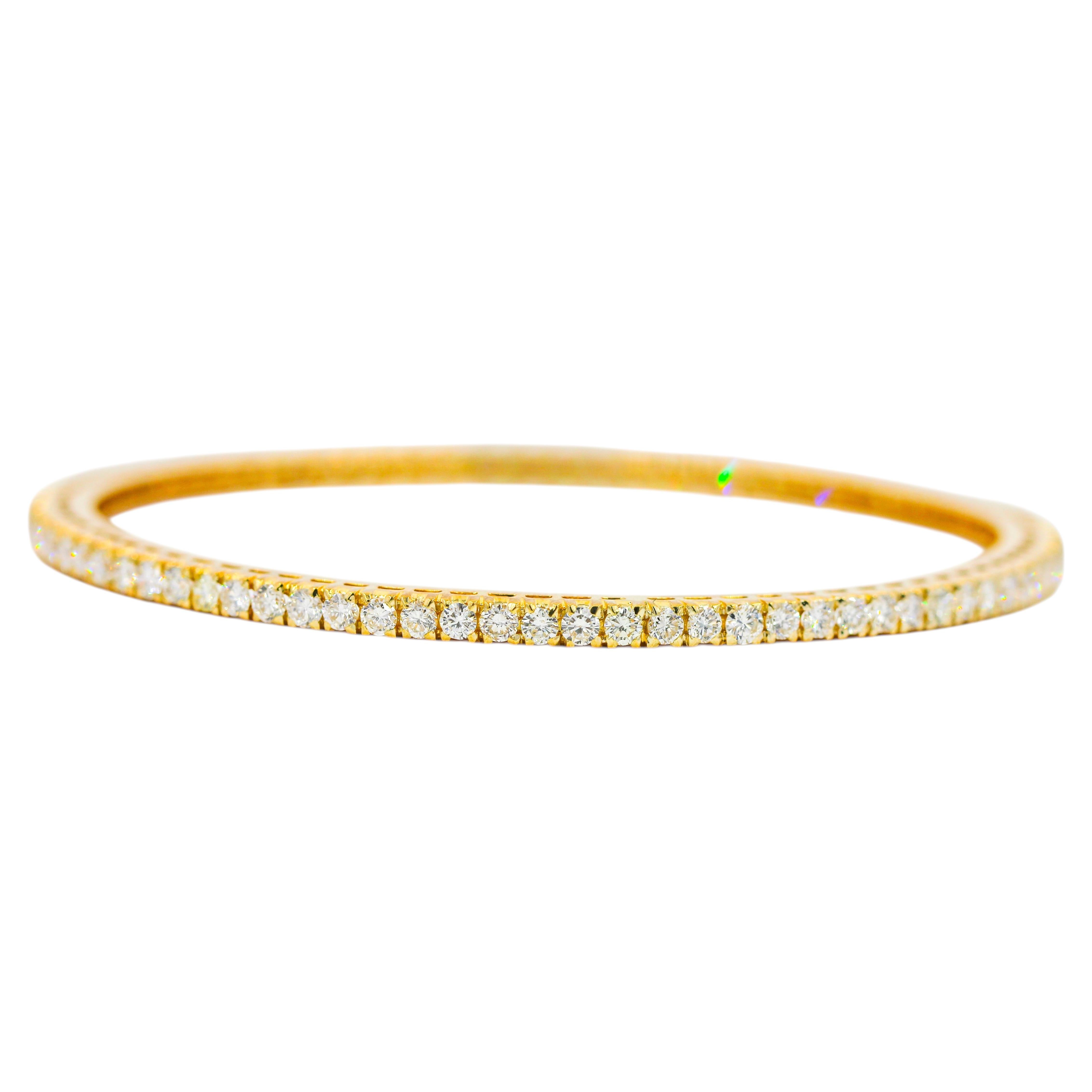 Natural Diamond Bangle 5.20 Carat 18K Yellow Gold VS F/G Bangle Bracelet