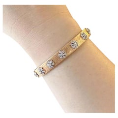 Natural Diamond Bangle Bracelet in Textured 18k Rose Gold