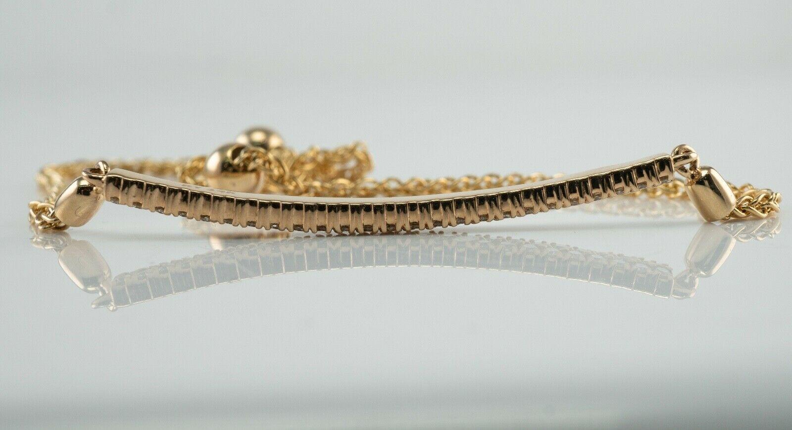 Women's Natural Diamond Bar Bracelet .49 Ctw 14K Gold Chain Adjustable For Sale
